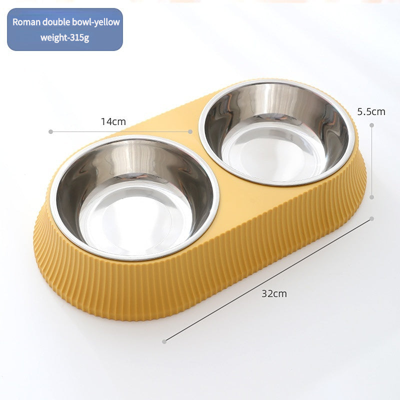 Stainless steel pet bowl.