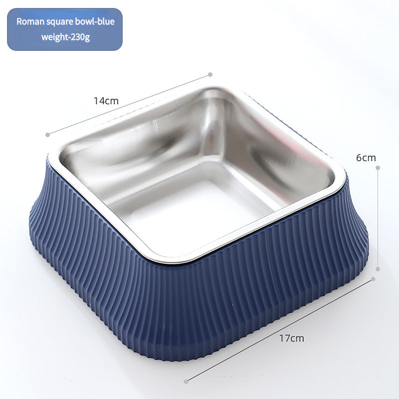 Stainless steel pet bowl.