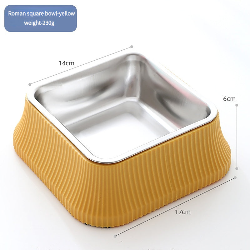 Stainless steel pet bowl.