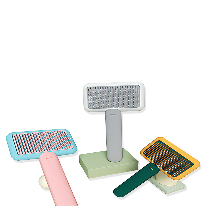 Hair self cleaning pet comb.