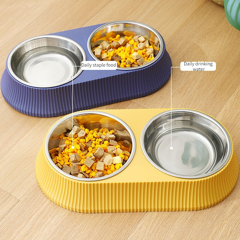 Stainless steel pet bowl.