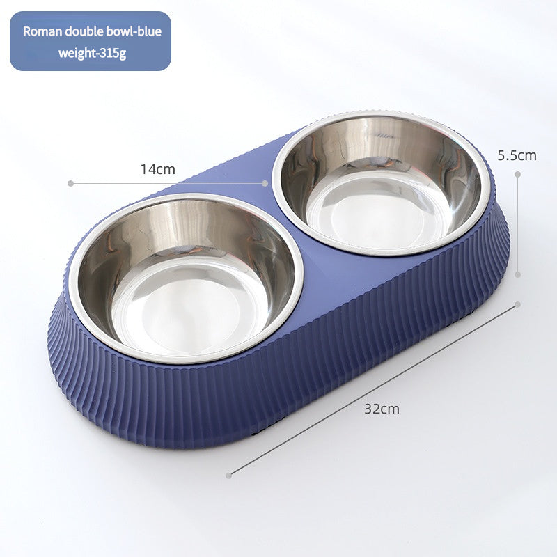 Stainless steel pet bowl.