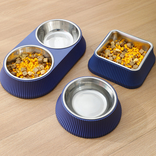 Stainless steel pet bowl.