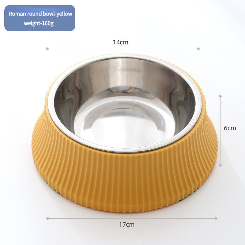 Stainless steel pet bowl.