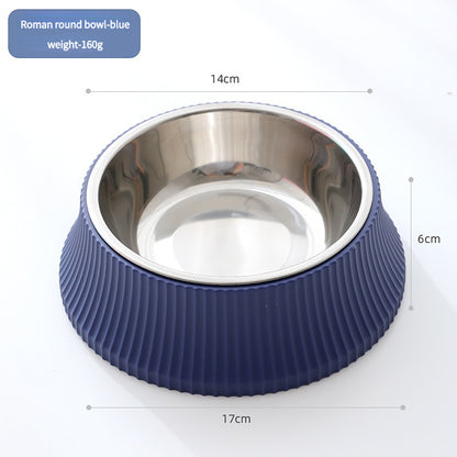 Stainless steel pet bowl.